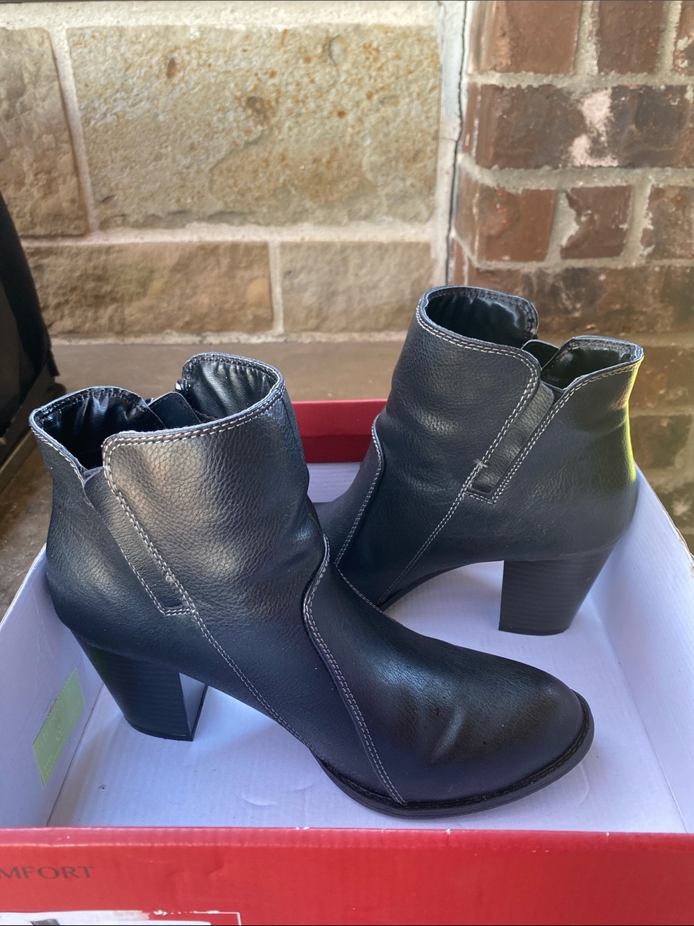 Women's Black Ankle Booties with Block Heel